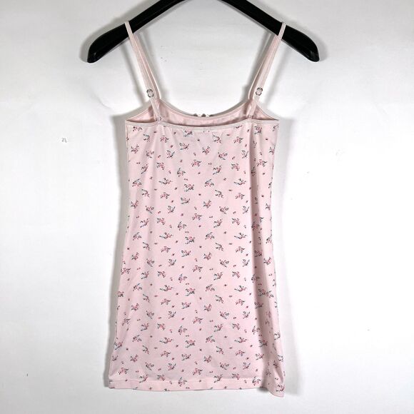 Frankies Bikinis Gwen Cotton Mini Slip Dress Floral Pink XS Bodycon - Picture 3 of 9